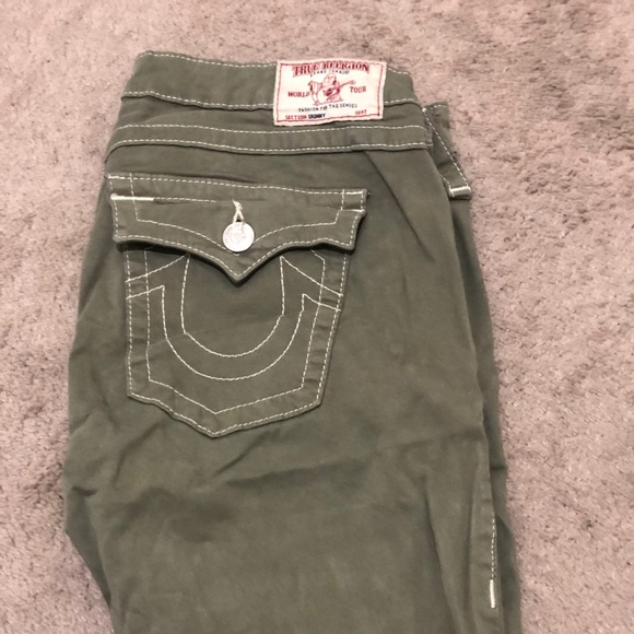 olive green true religion jeans